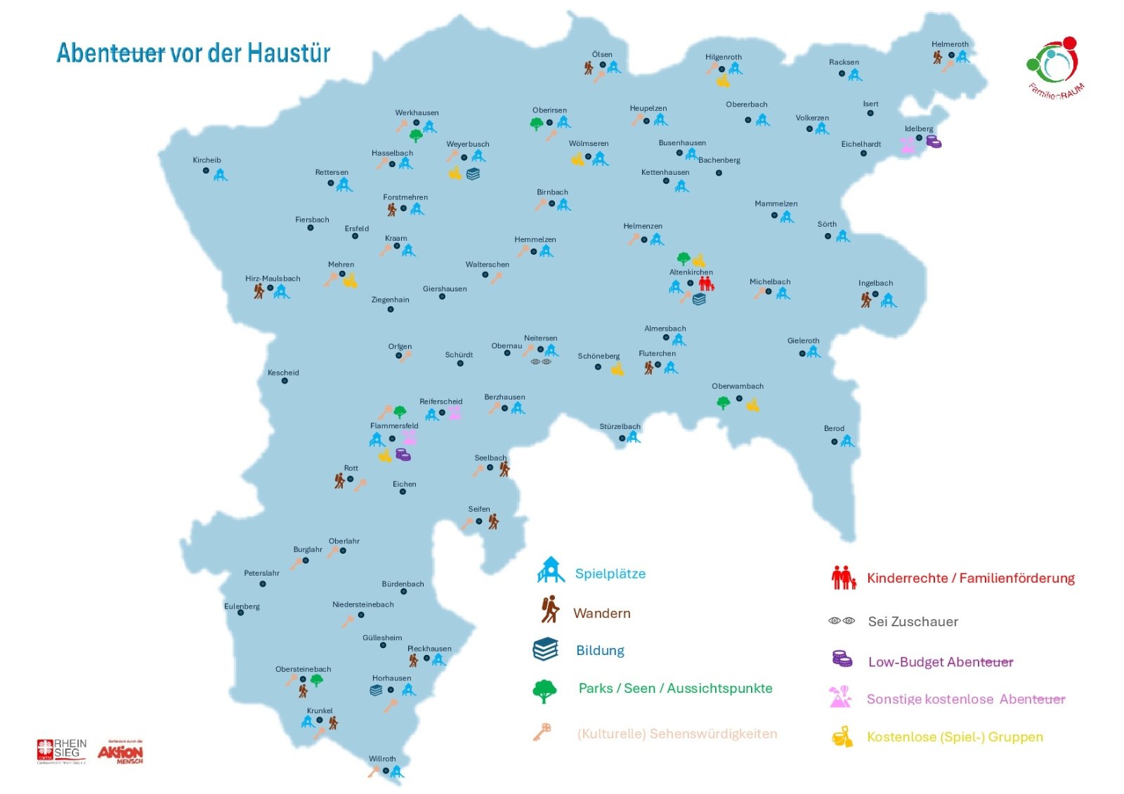 Karte Kreis Altenkirchen Flammersfeld mit Abenteuern